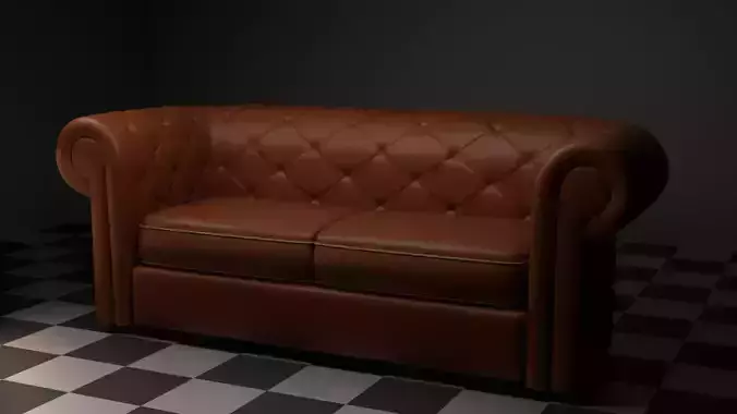 chesterfield sofa Low-poly 3D model