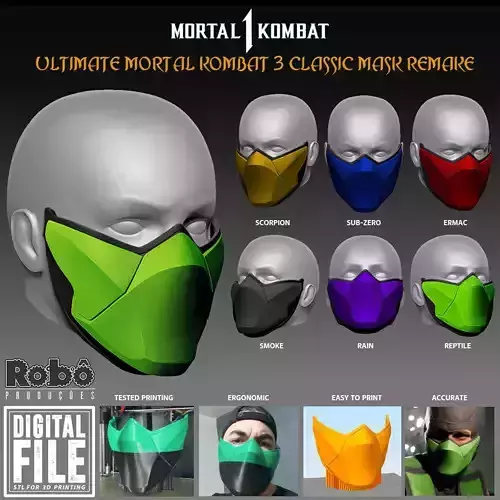MORTAL KOMBAT 1 - ULTIMATE MK3 CLASSIC NINJA MASK FOR COSPLAY