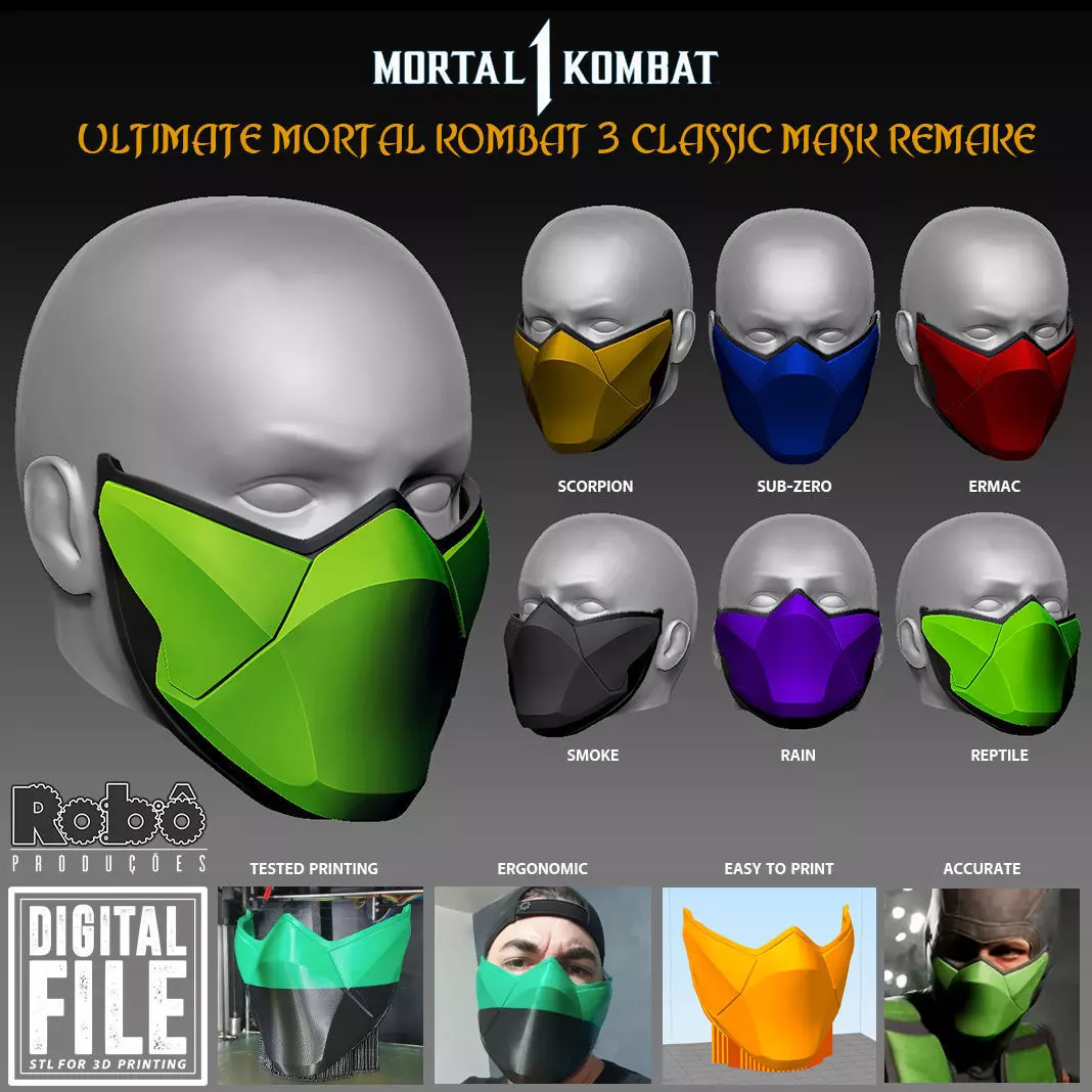 MORTAL KOMBAT 1 - ULTIMATE MK3 CLASSIC NINJA MASK FOR COSPLAY 3D print model_0