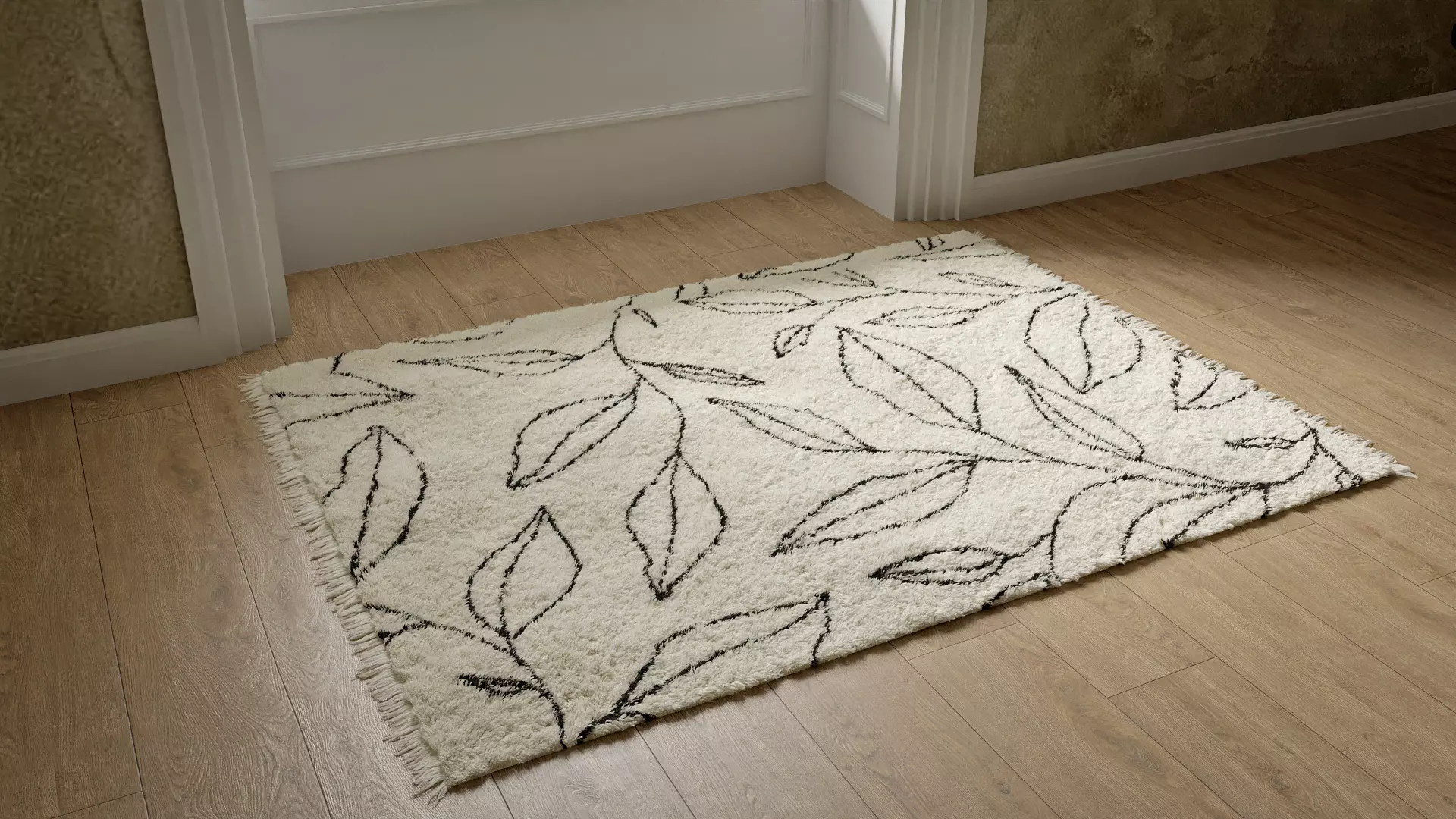 Cream Rug Using Blender Hair Particle System 3D model_0