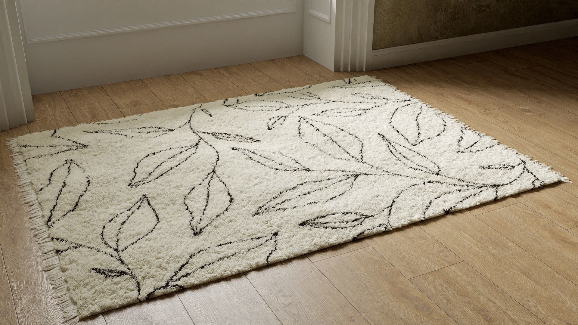 Cream Rug Using Blender Hair Particle System 3D model_3