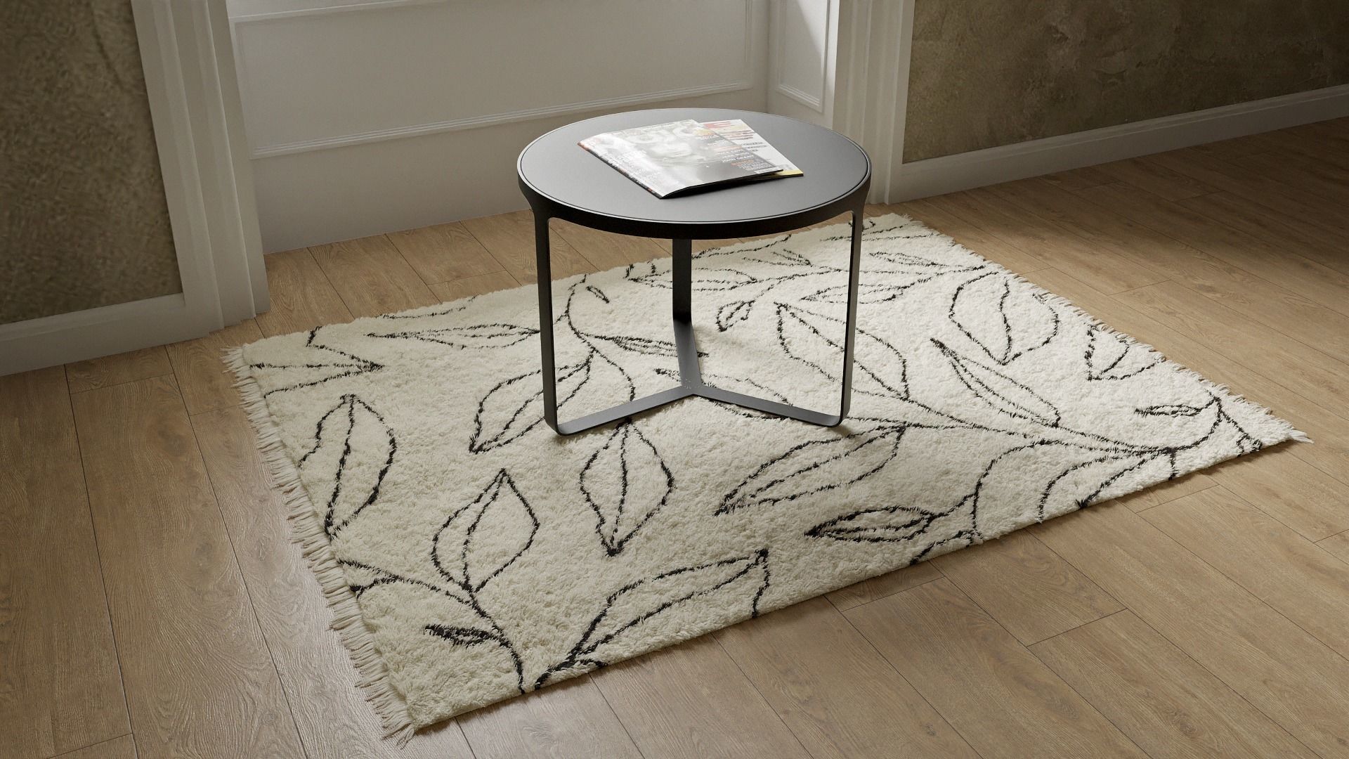 Cream Rug Using Blender Hair Particle System 3D model_1