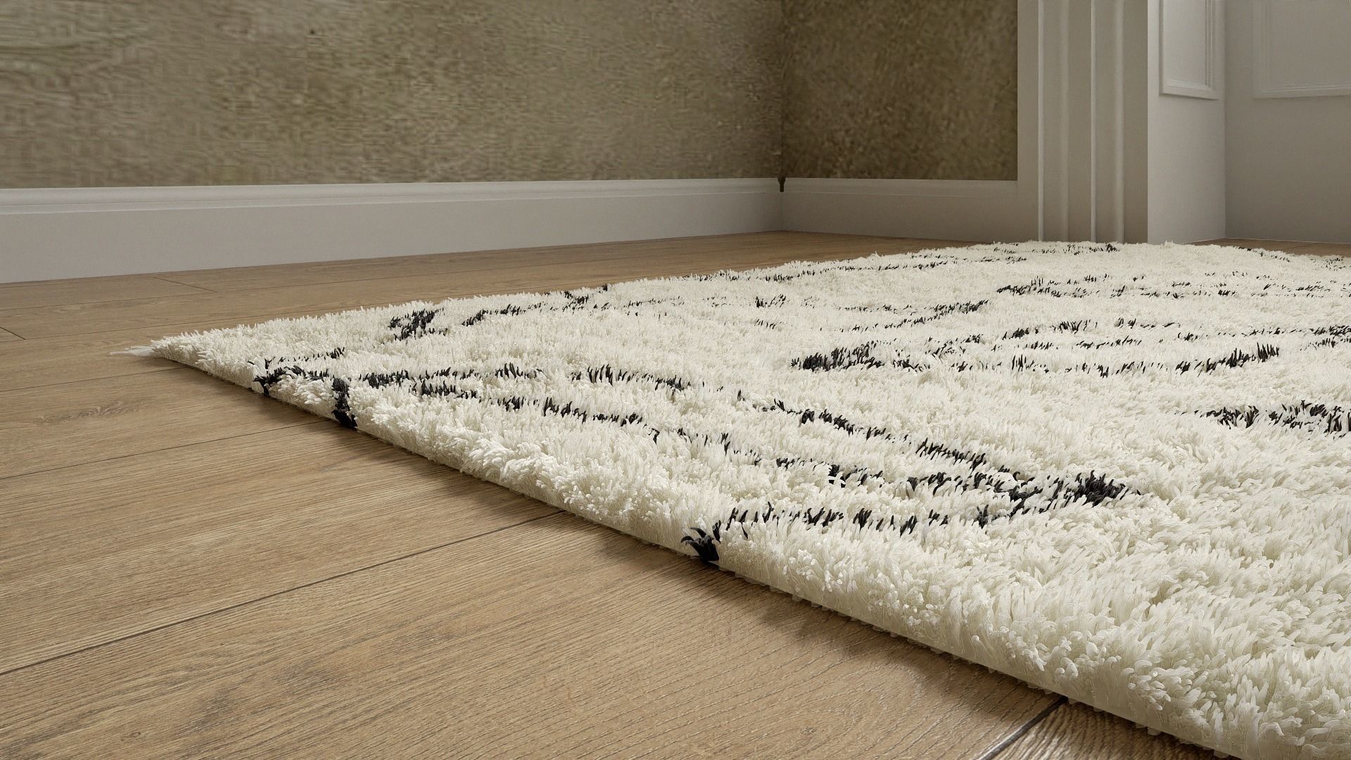 Cream Rug Using Blender Hair Particle System 3D model_5