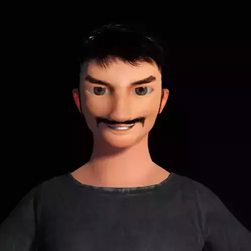 Funny 3D Cartoon Character Warrior Holding Axe Rigged