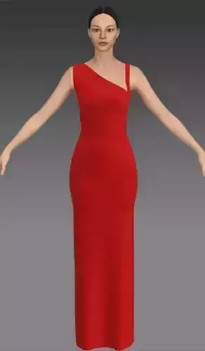 Red dress one shoulder 