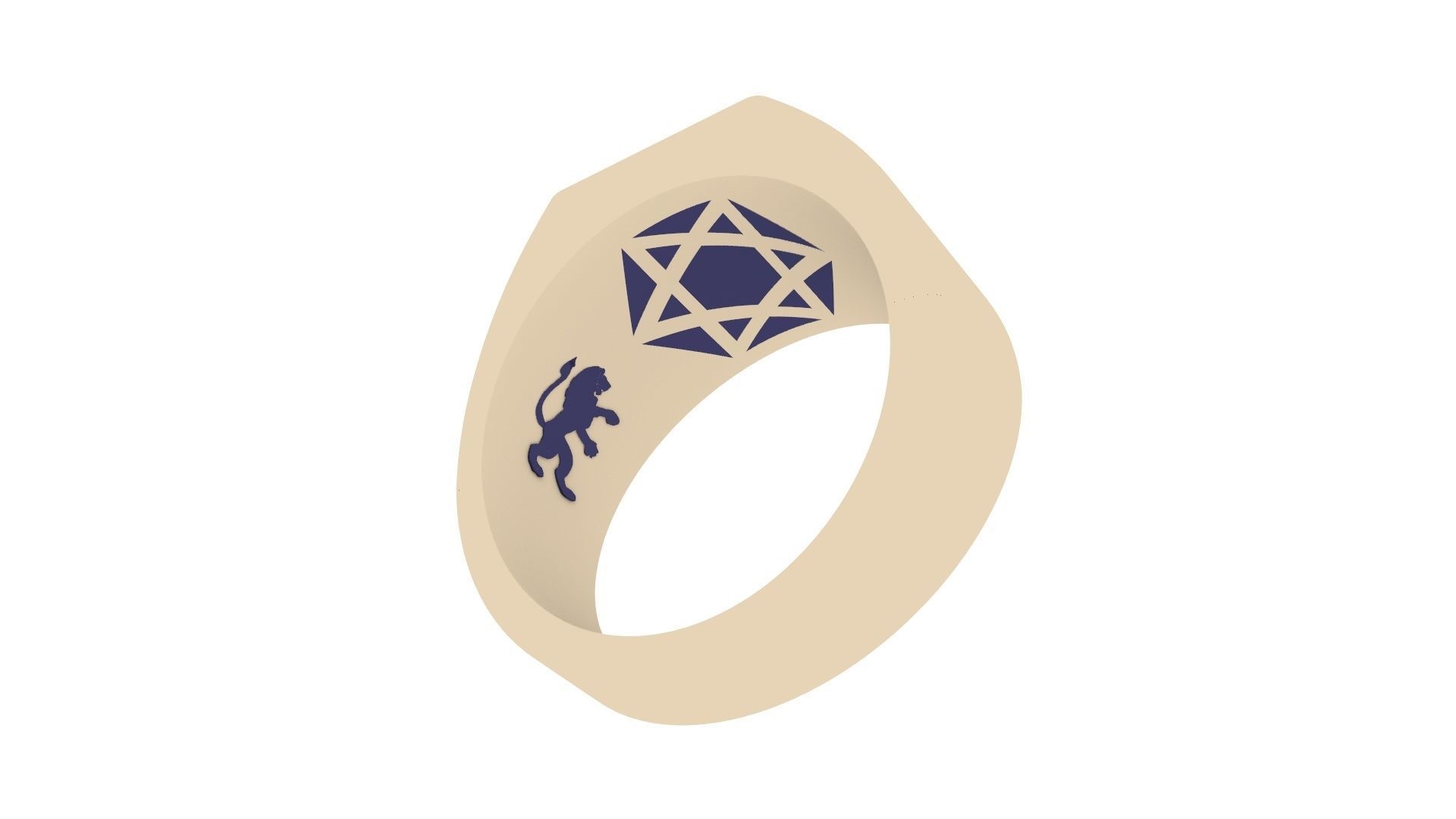 Lion Signet Ring 3D print model_6