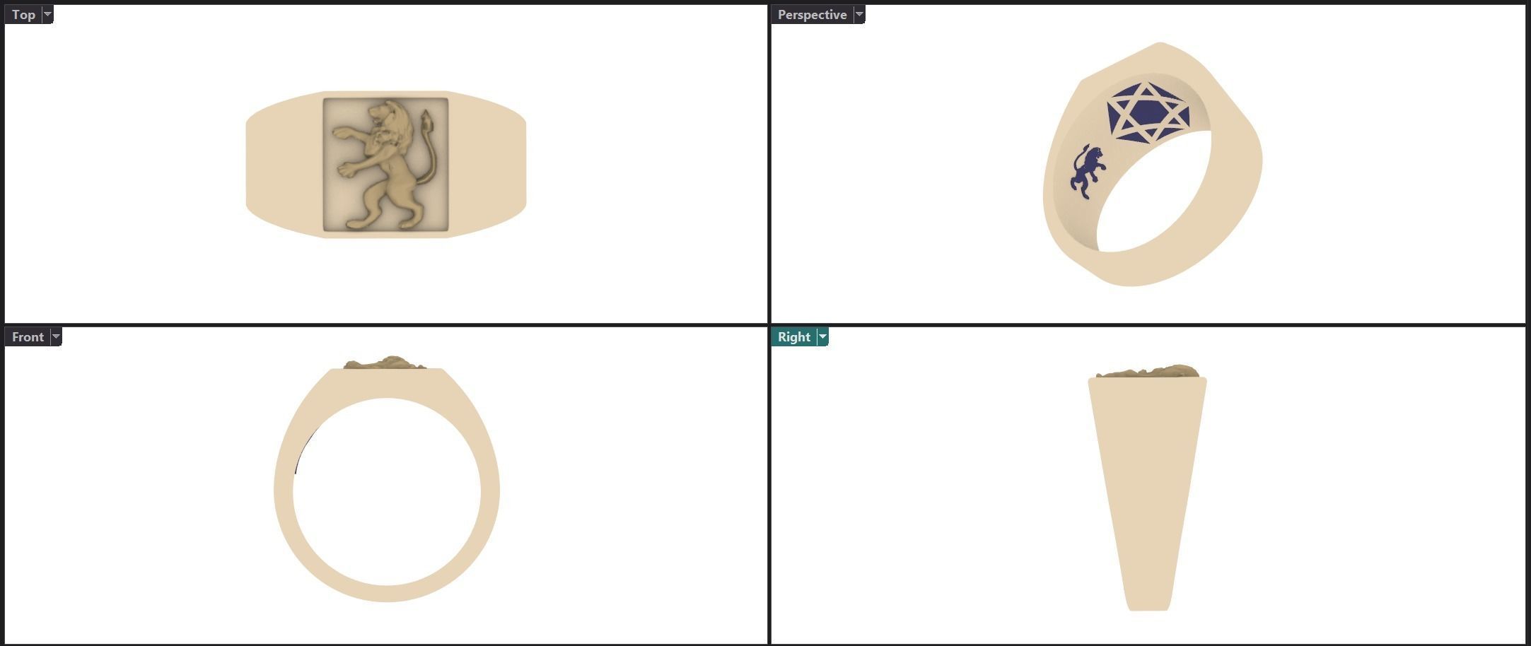 Lion Signet Ring 3D print model_4