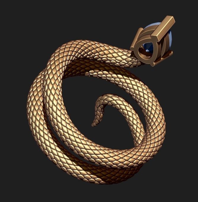 A SNAKE RING WITH A STONE Printable Model 3D print model_3