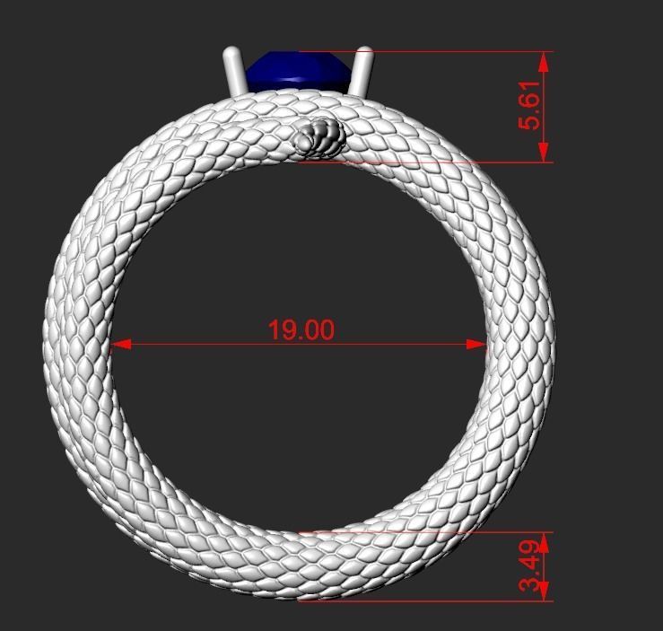 A SNAKE RING WITH A STONE Printable Model 3D print model_7