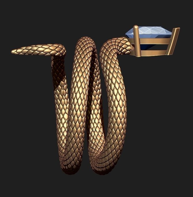 A SNAKE RING WITH A STONE Printable Model 3D print model_2
