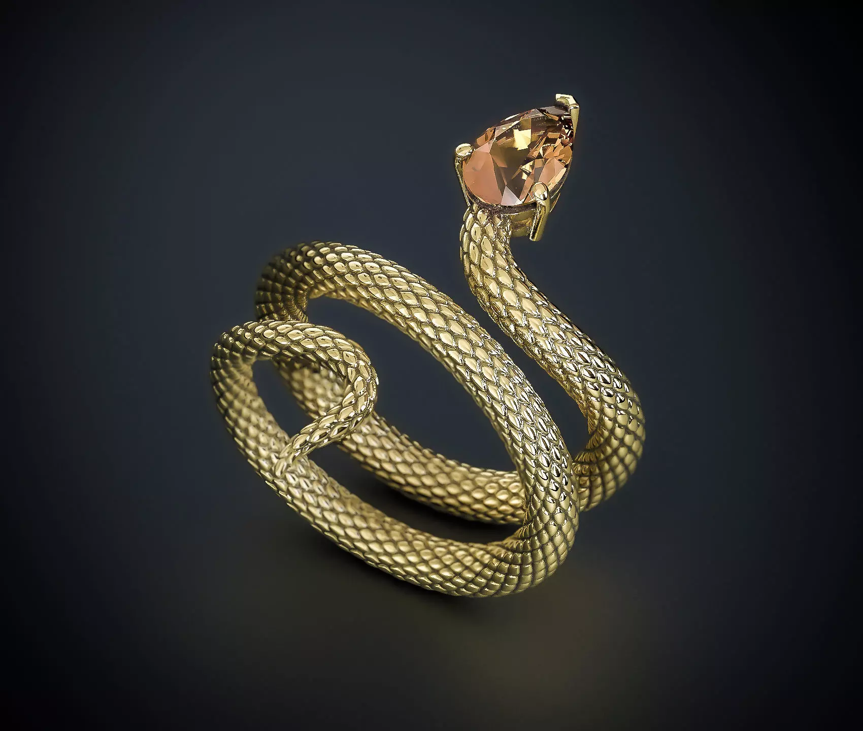 A SNAKE RING WITH A STONE Printable Model 3D print model_0