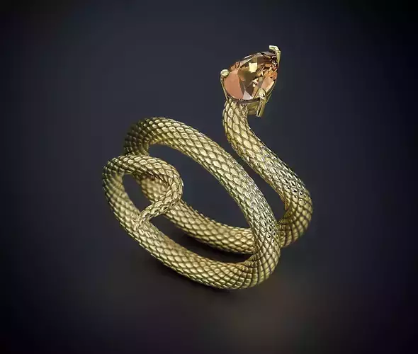 A SNAKE RING WITH A STONE Printable Model