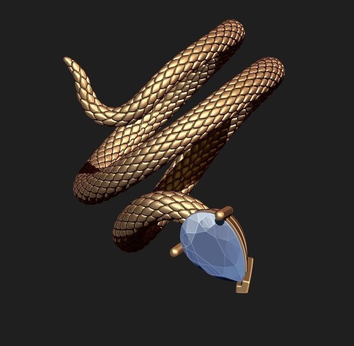 A SNAKE RING WITH A STONE Printable Model 3D print model_5