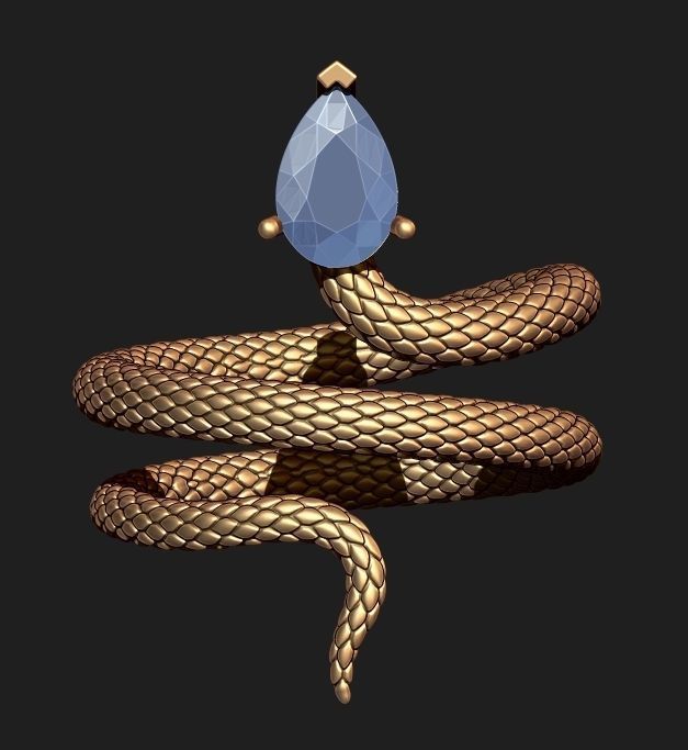 A SNAKE RING WITH A STONE Printable Model 3D print model_1