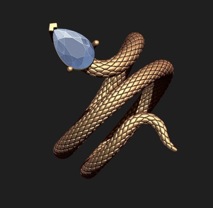 A SNAKE RING WITH A STONE Printable Model 3D print model_4
