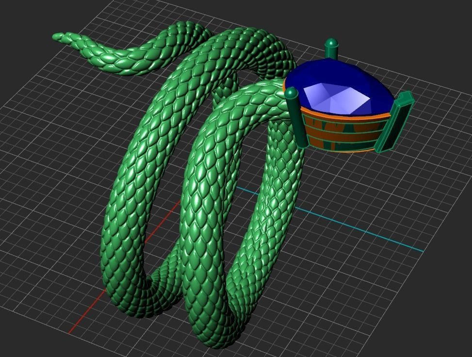 A SNAKE RING WITH A STONE Printable Model 3D print model_9