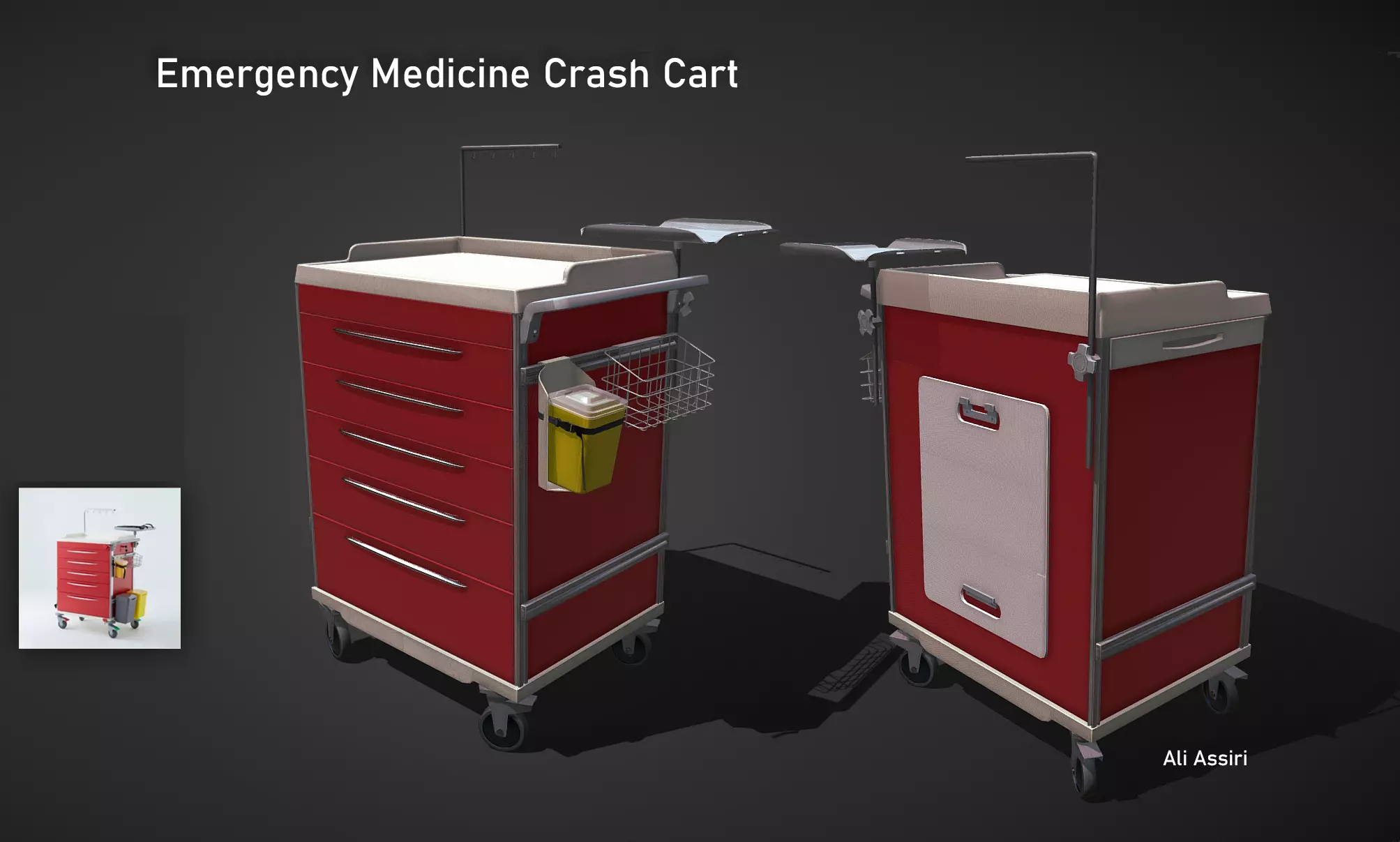 Emergency Medicine Crash Cart Trolleys 3D model