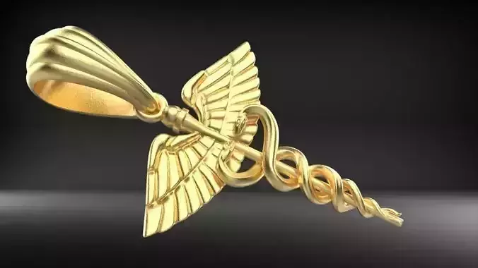 Caduceus Medical Pendant Necklace Charm Jewelry 3D print model