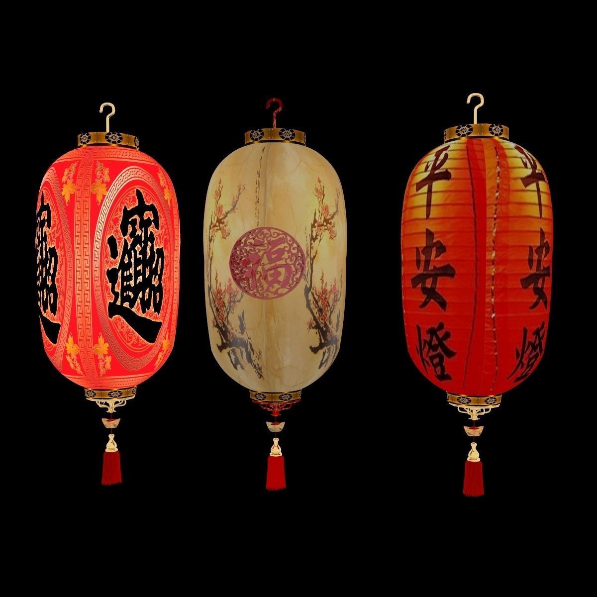 Chinese red  lantern   3D model_5