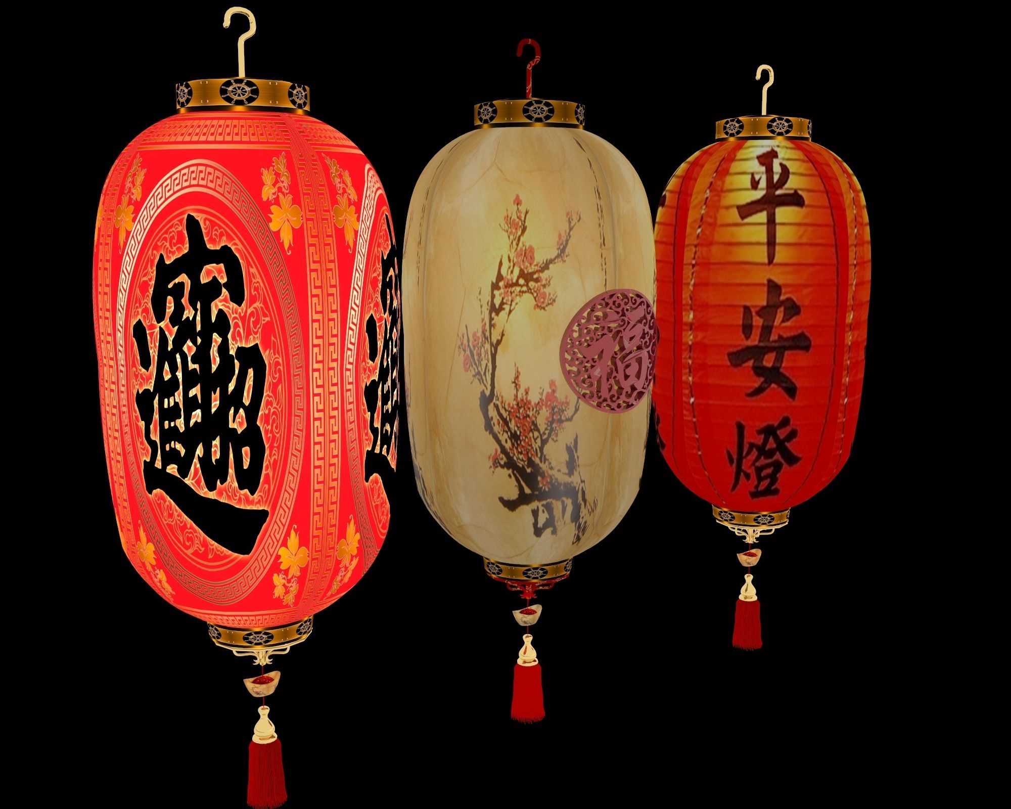 Chinese red  lantern   3D model_1