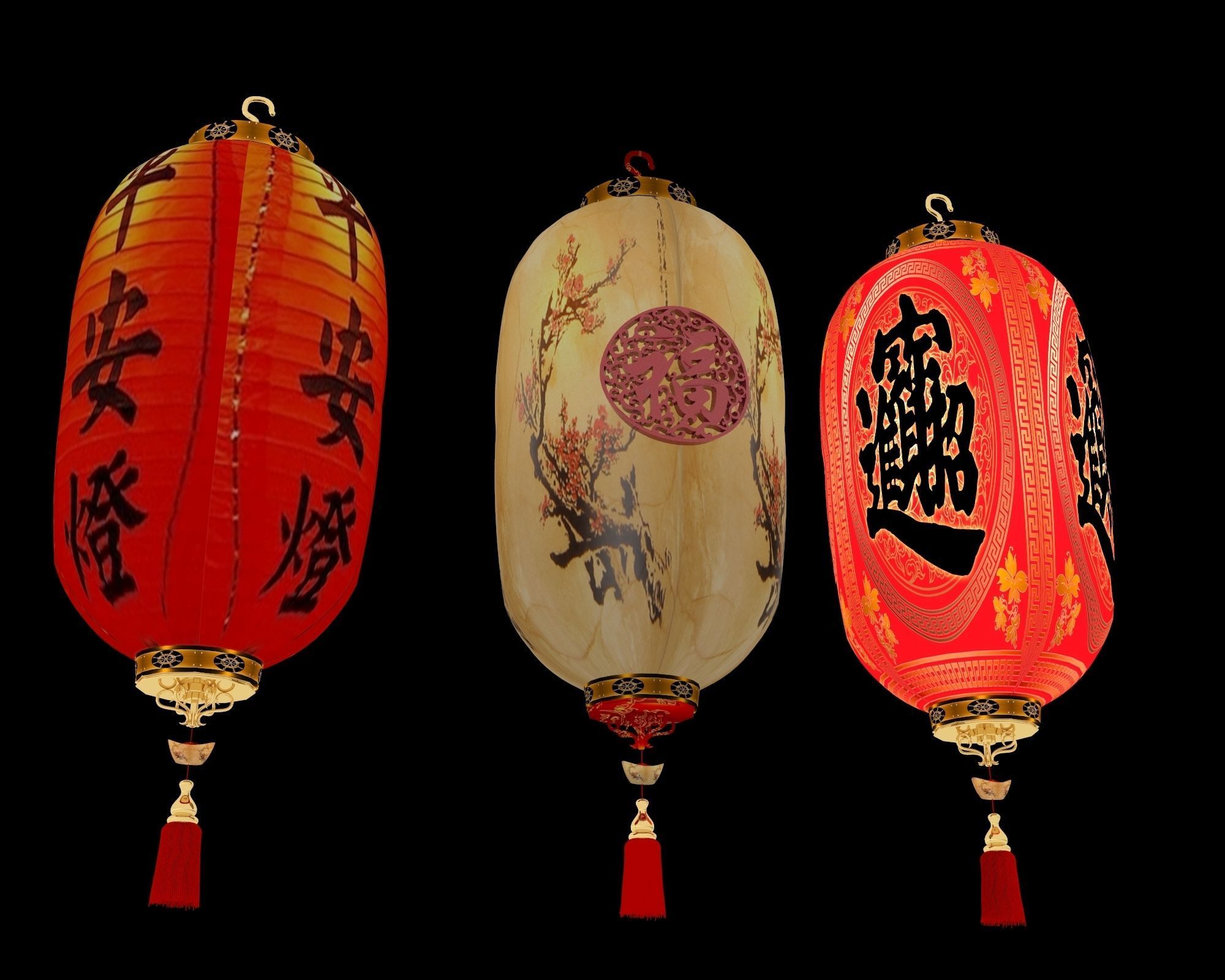 Chinese red  lantern   3D model_3