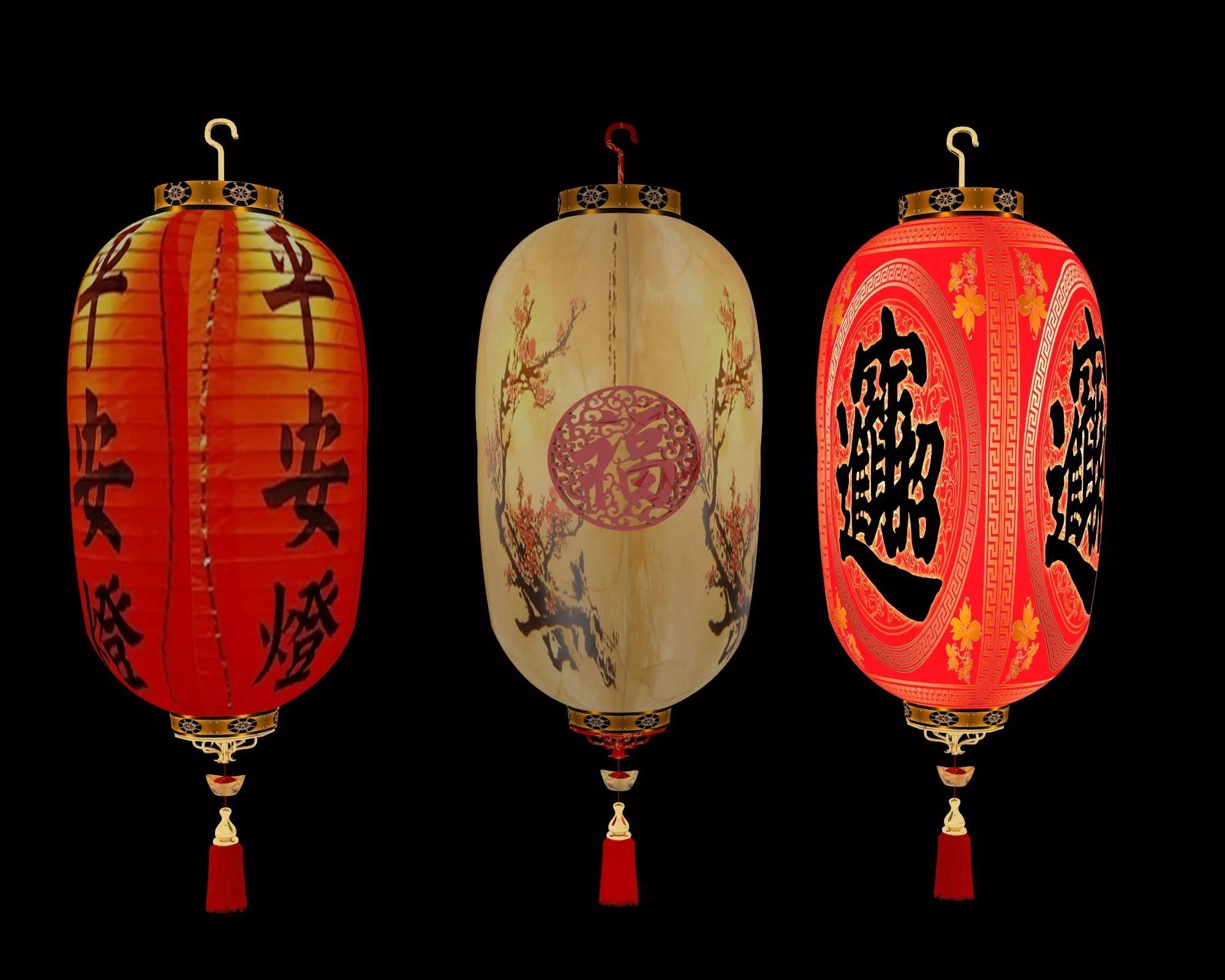 Chinese red  lantern   3D model_0