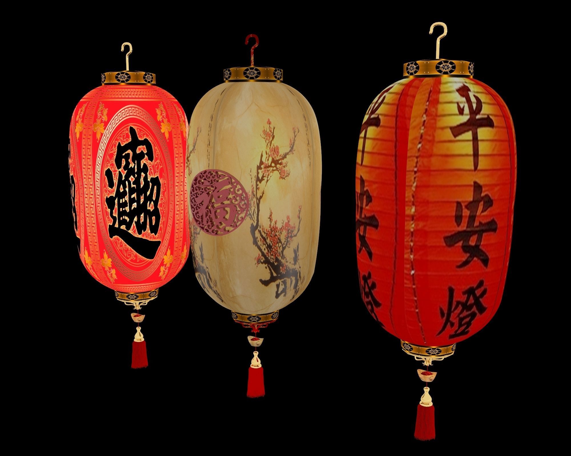 Chinese red  lantern   3D model_2