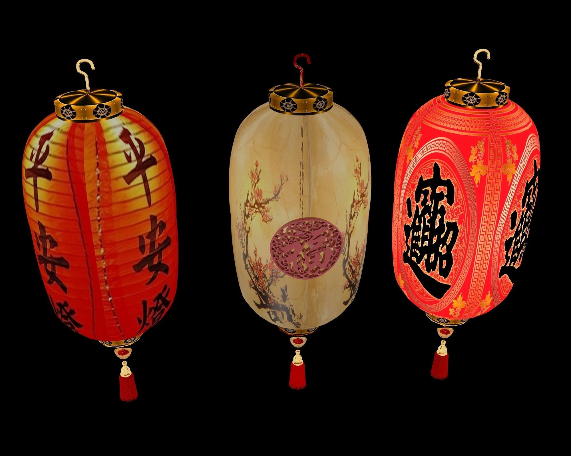 Chinese red  lantern   3D model_4