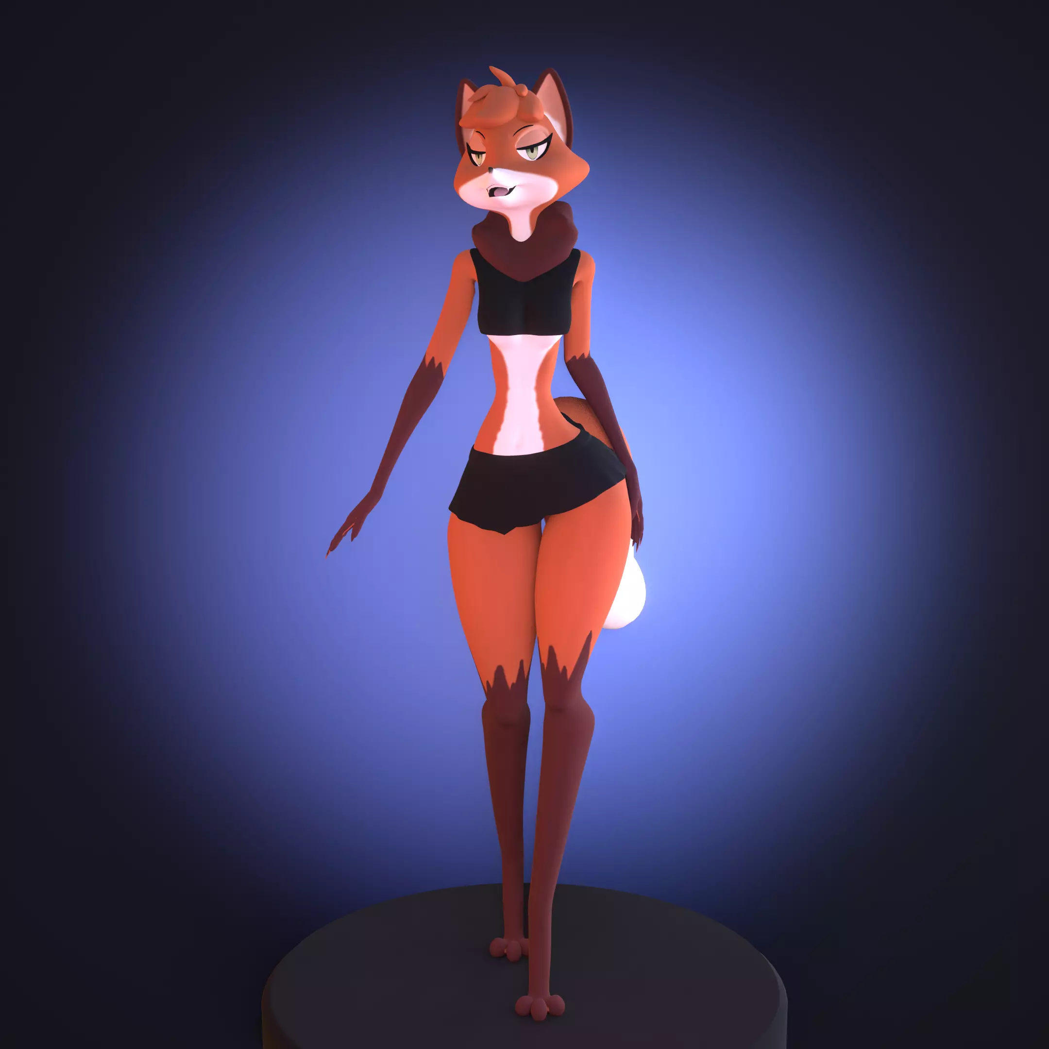 Furry Fox Female Character Low-poly 3D model