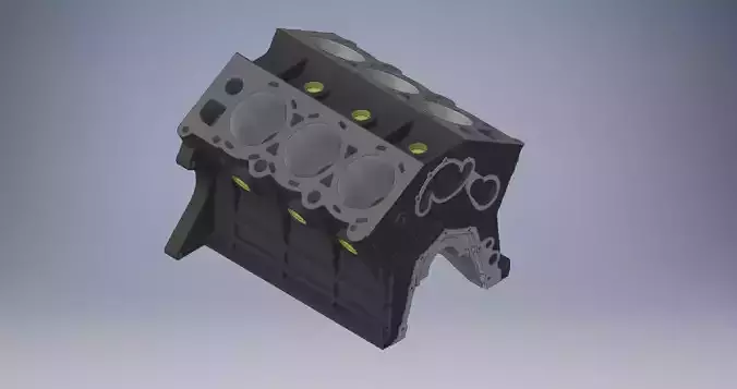 v8 engine block 3D model