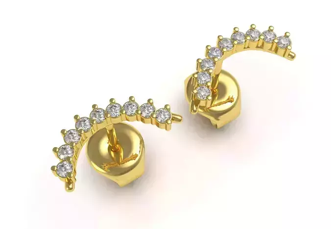 Small Curved Bar Post Earring 3D print model