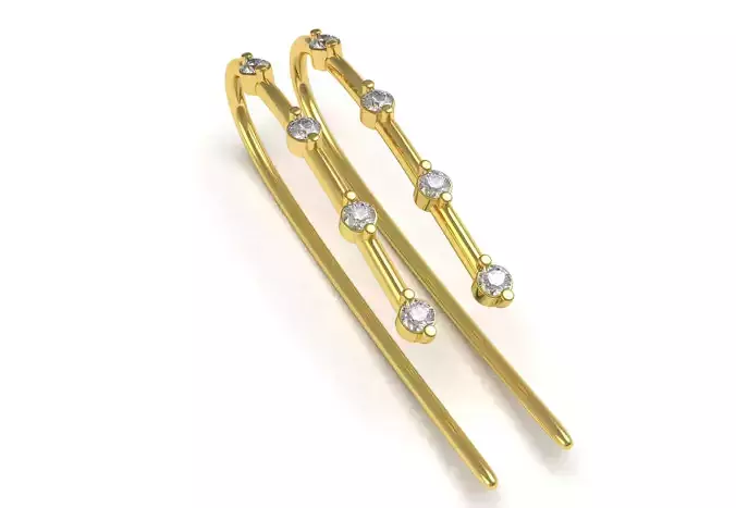 Narrow Wired Small Diamond Hoop Earring