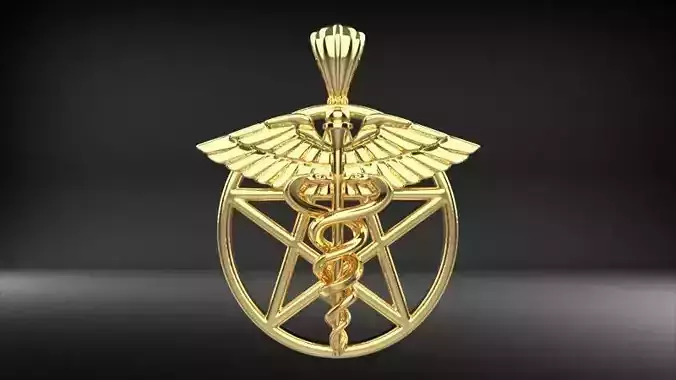Pentacle Star With Caduceus Pendant Healing Talisman Jewelry