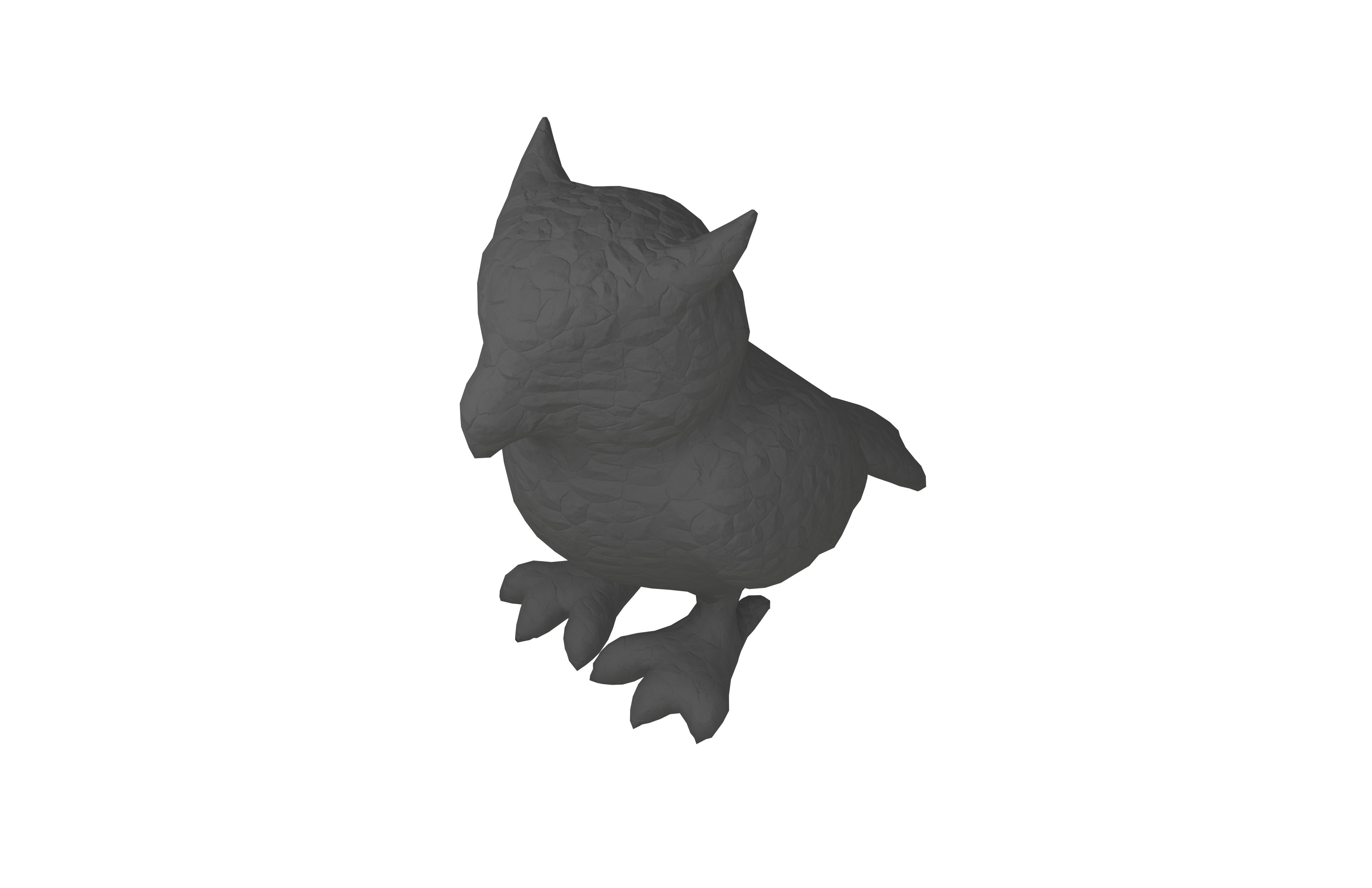 Owl Statue v1 003 Low-poly 3D model_2
