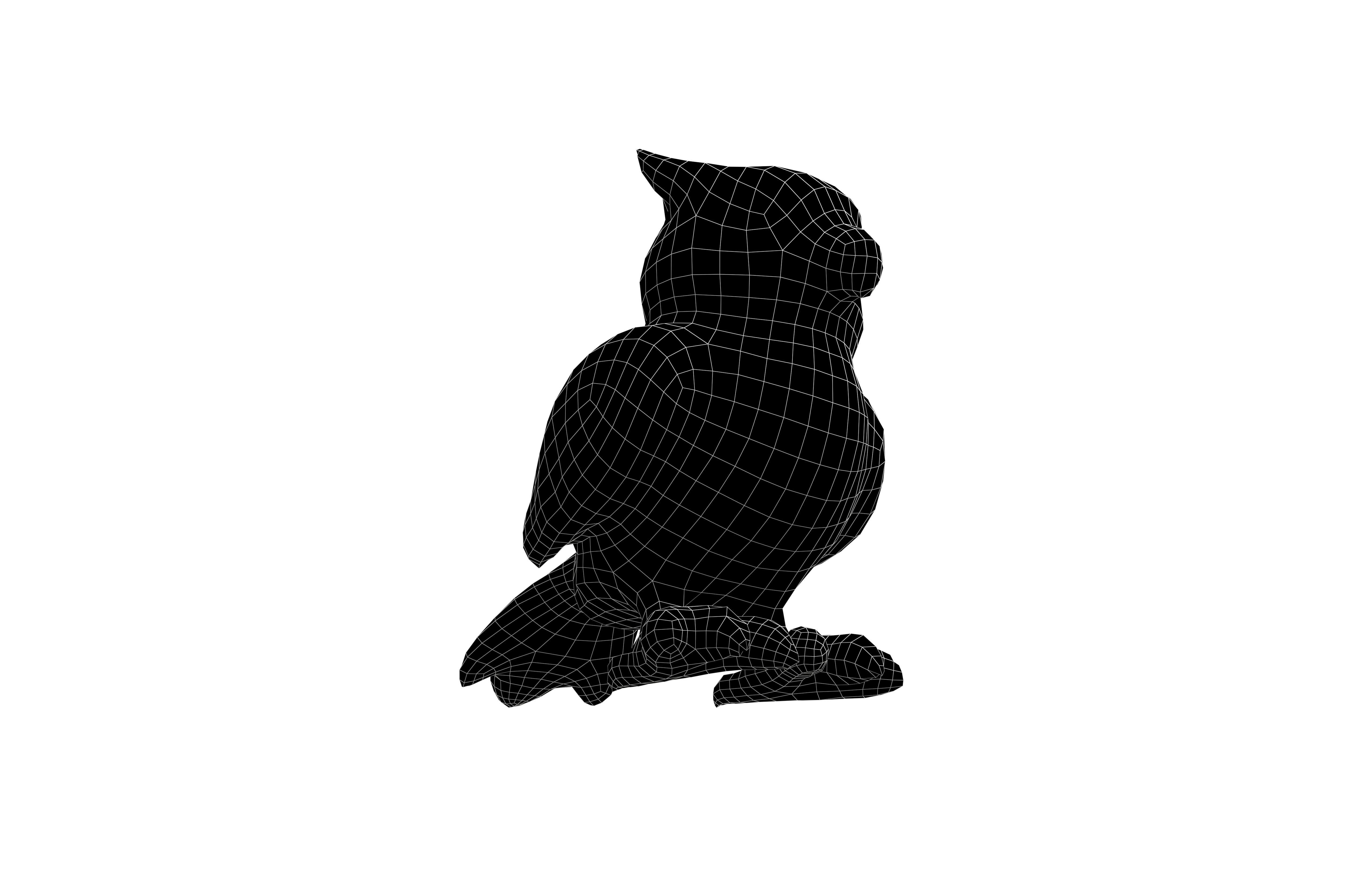 Owl Statue v1 004 Low-poly 3D model_7