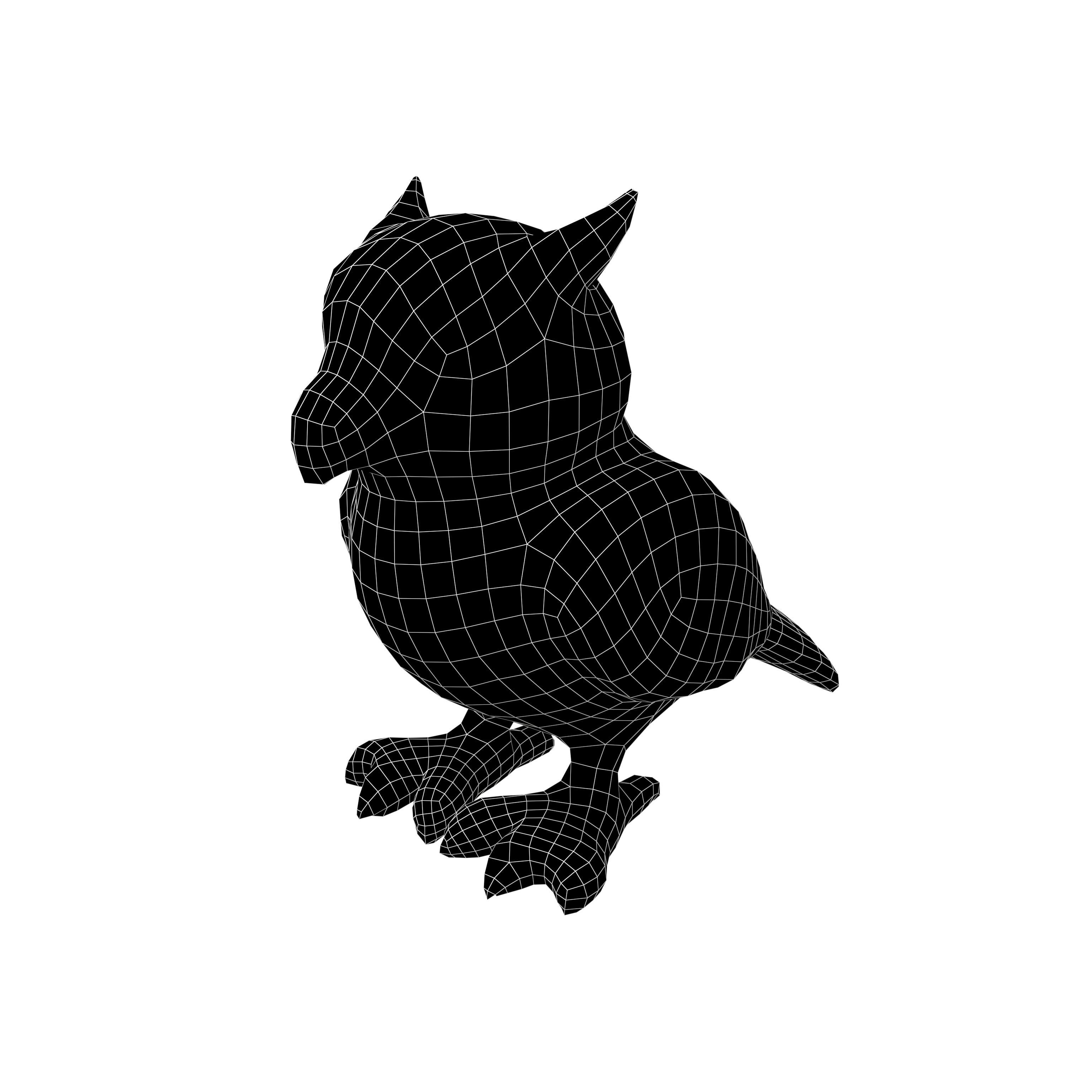 Owl Statue v1 004 Low-poly 3D model_6
