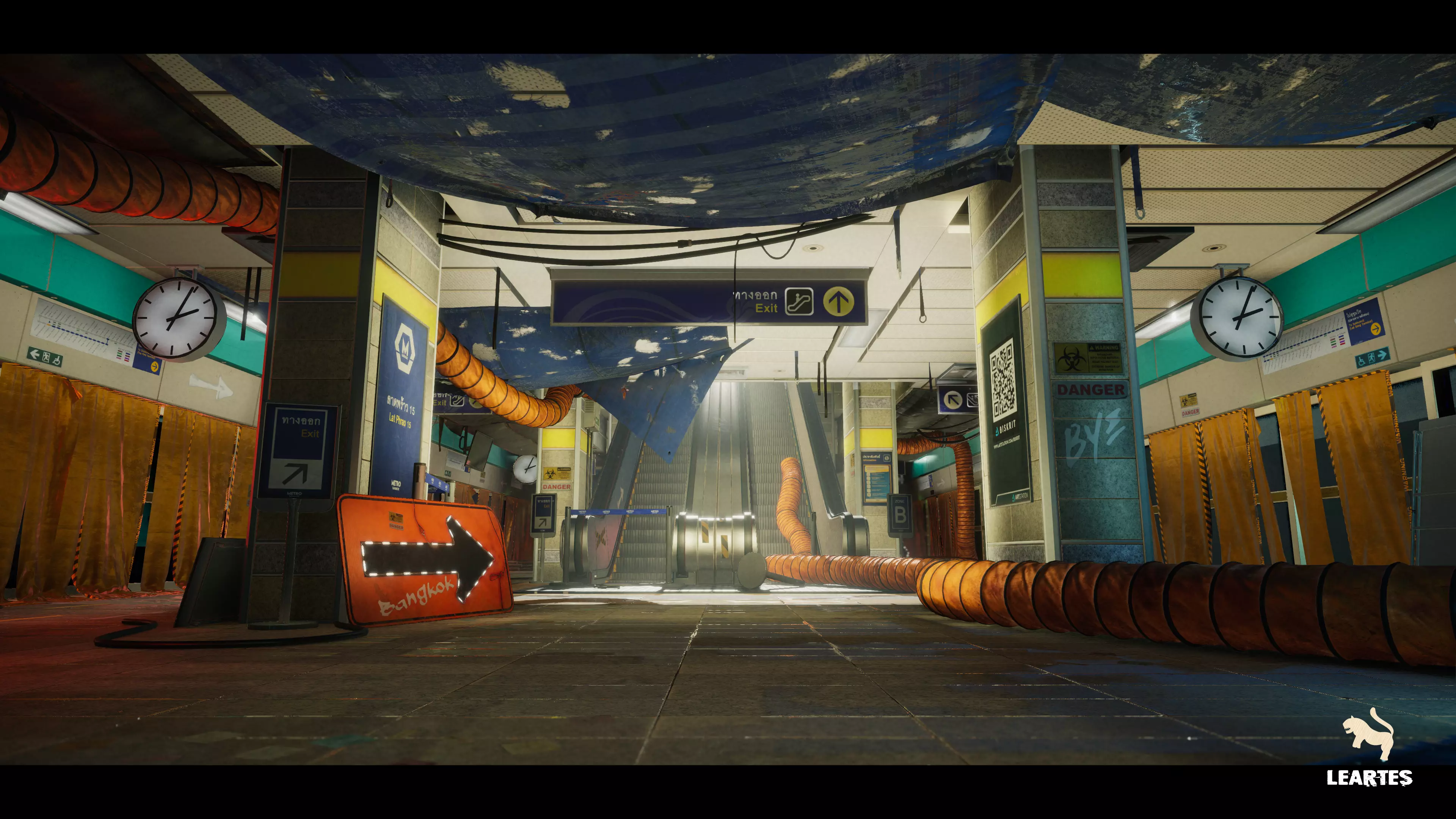 The Blue Metro 2029-Post Apocalyptic Metro-Subway Environment  Low-poly 3D model_0