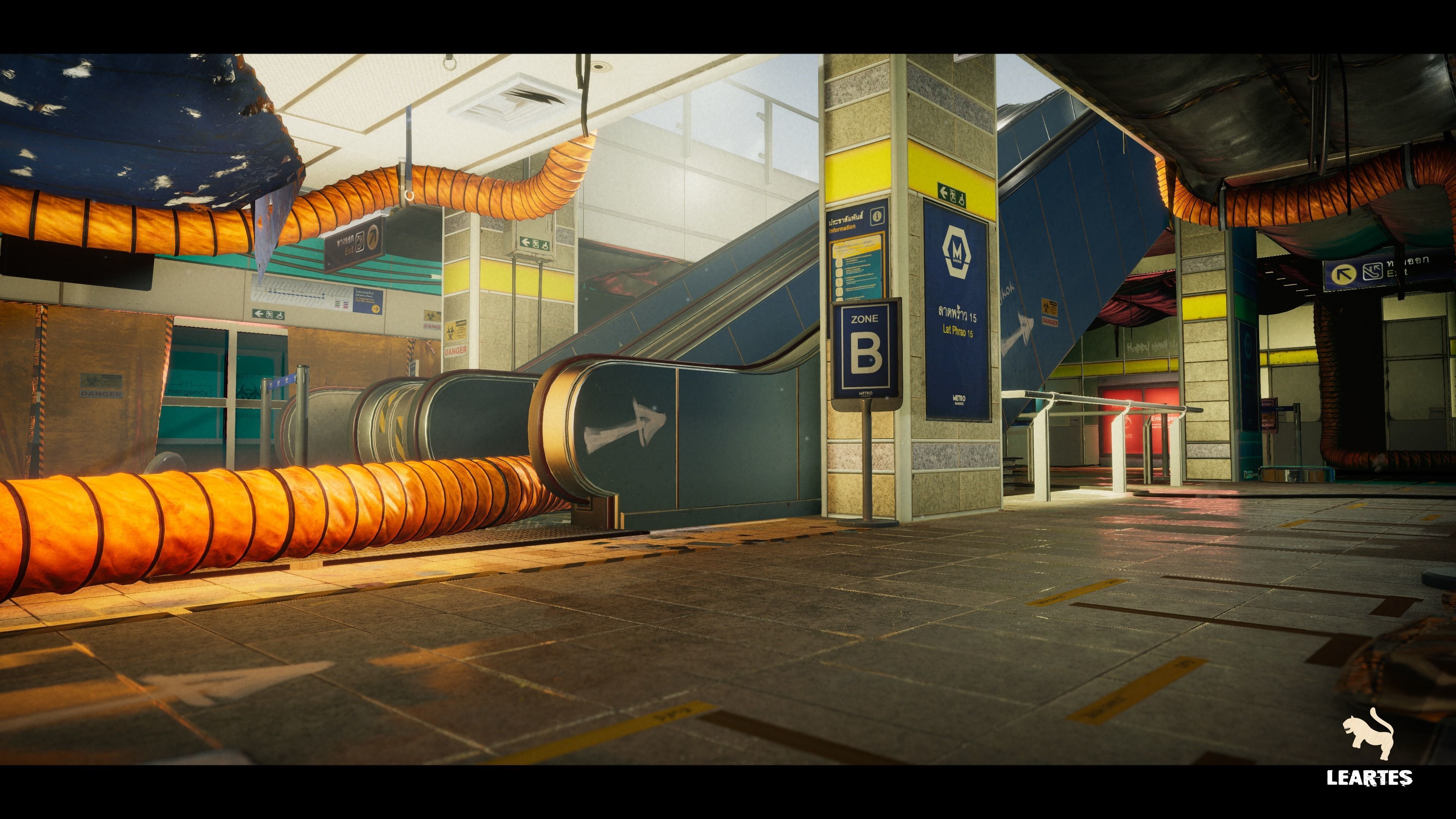 The Blue Metro 2029-Post Apocalyptic Metro-Subway Environment  Low-poly 3D model_3