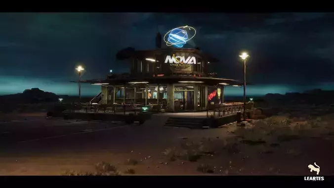 Nova Space Burgers-Cyberpunk Abandoned Restaurant-Bar