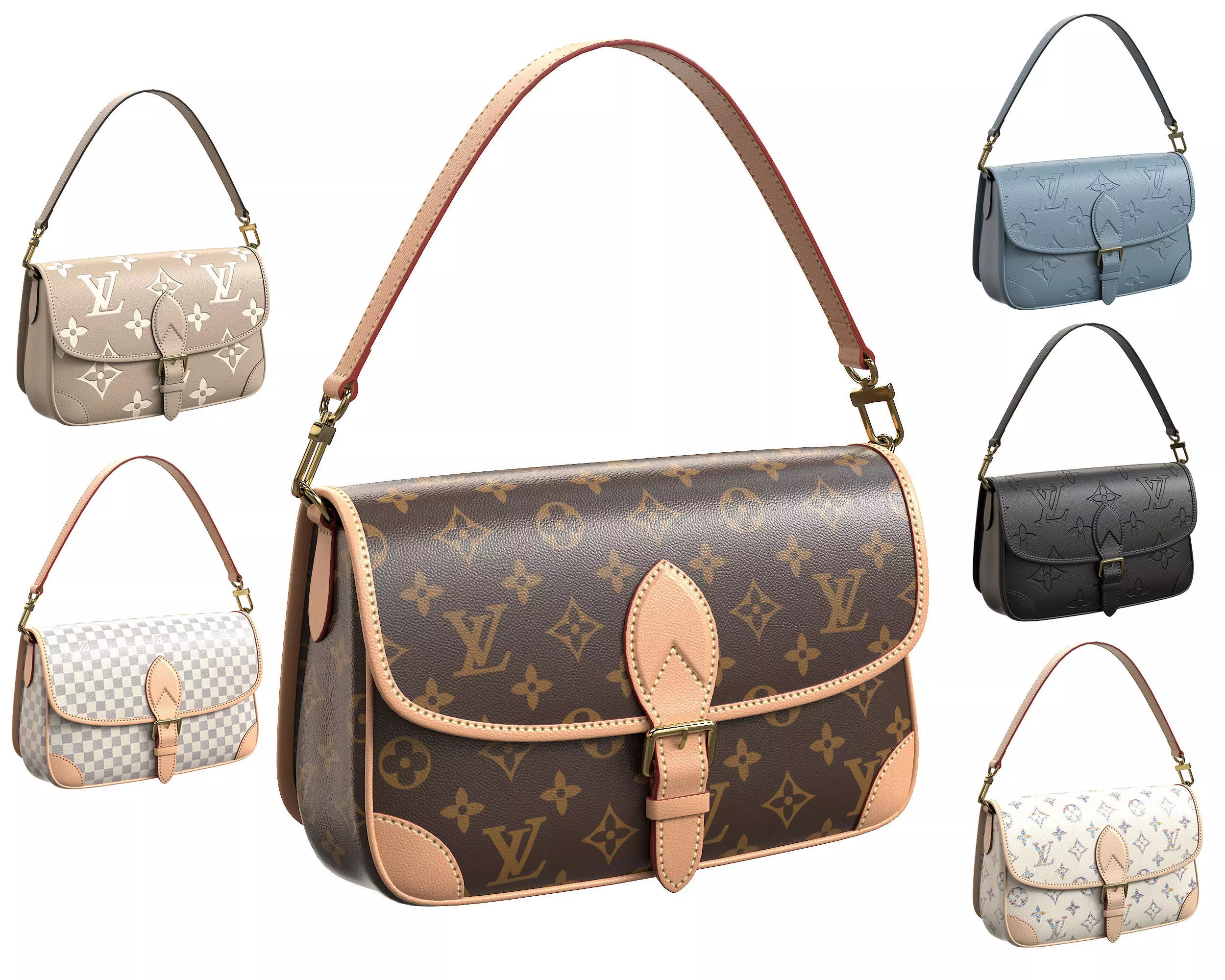 Louis Vuitton LV Diane Bag 3D Model Collection_0