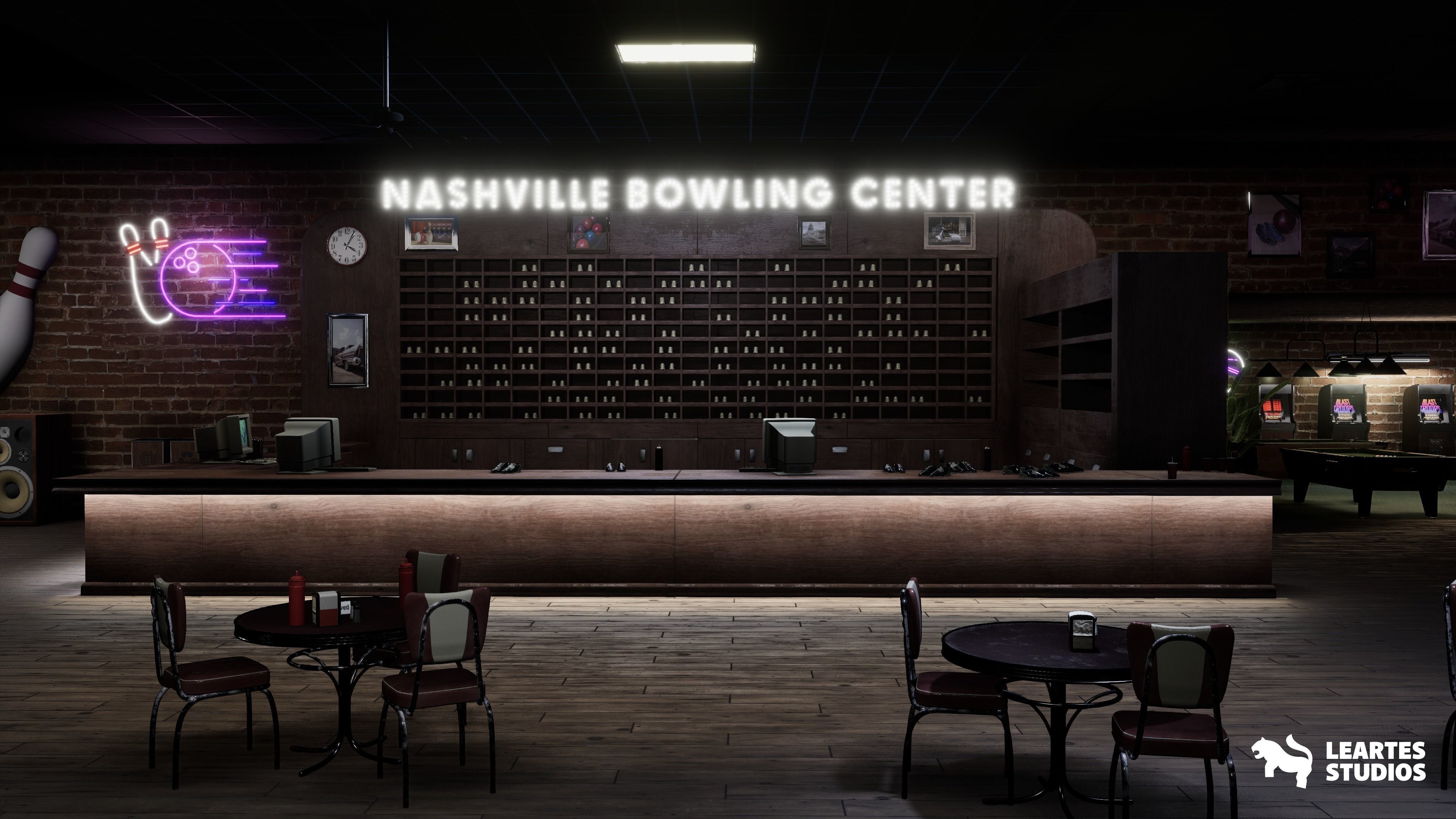 Bowling Alley Environment Low-poly 3D model_9