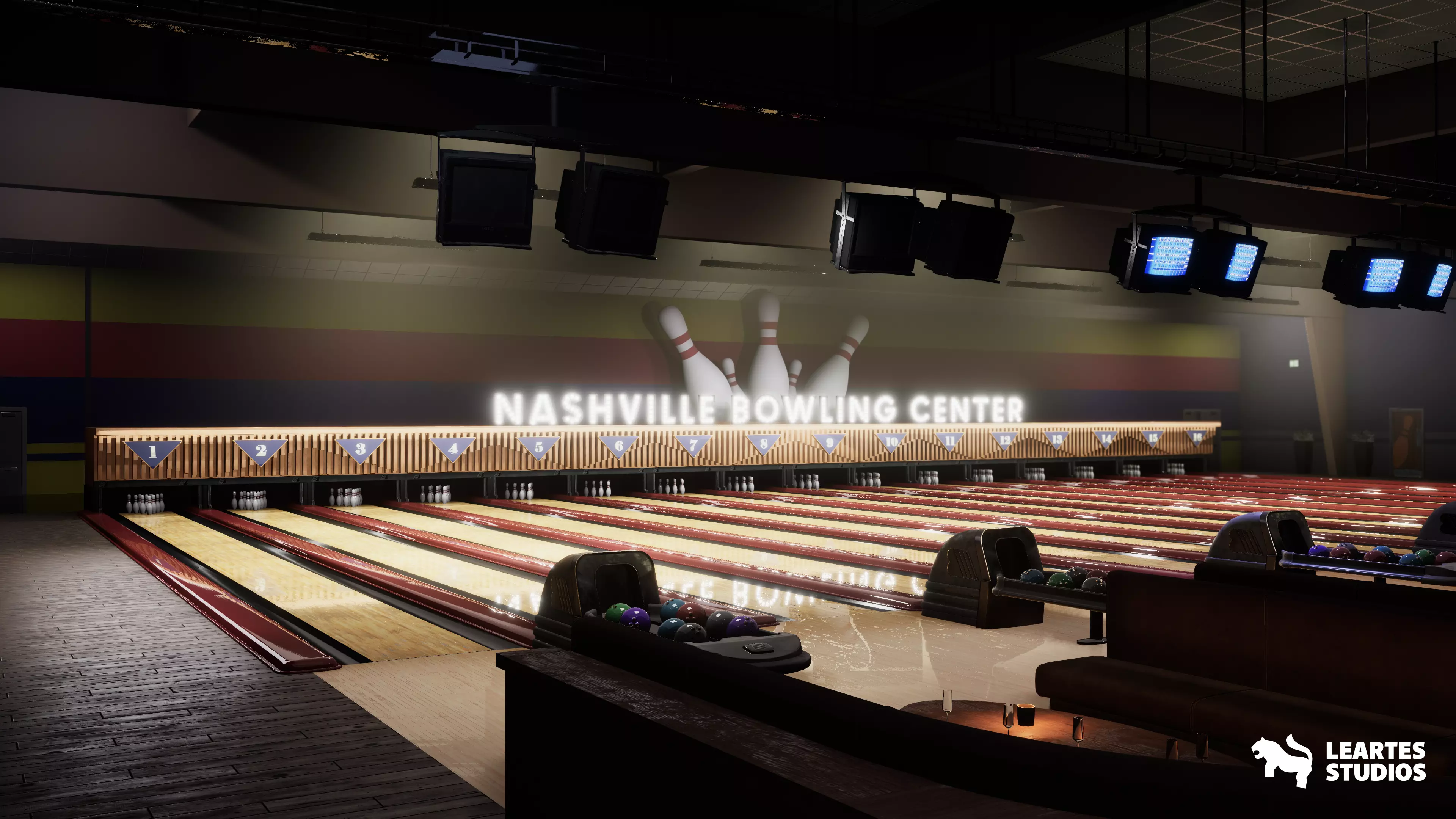 Bowling Alley Environment Low-poly 3D model_0
