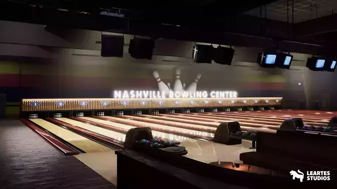 Bowling Alley Environment Low-poly 3D model