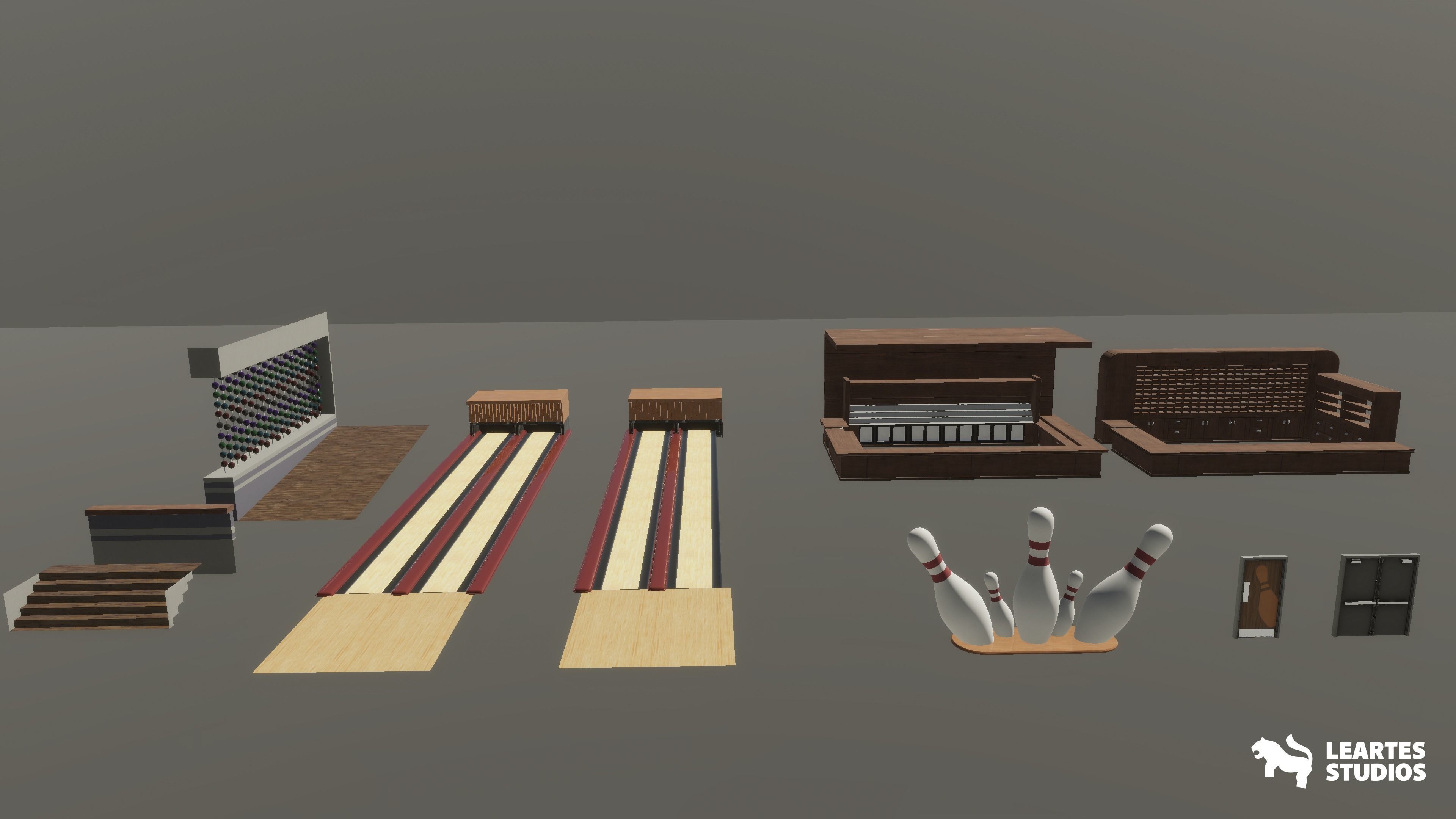 Bowling Alley Environment Low-poly 3D model_5