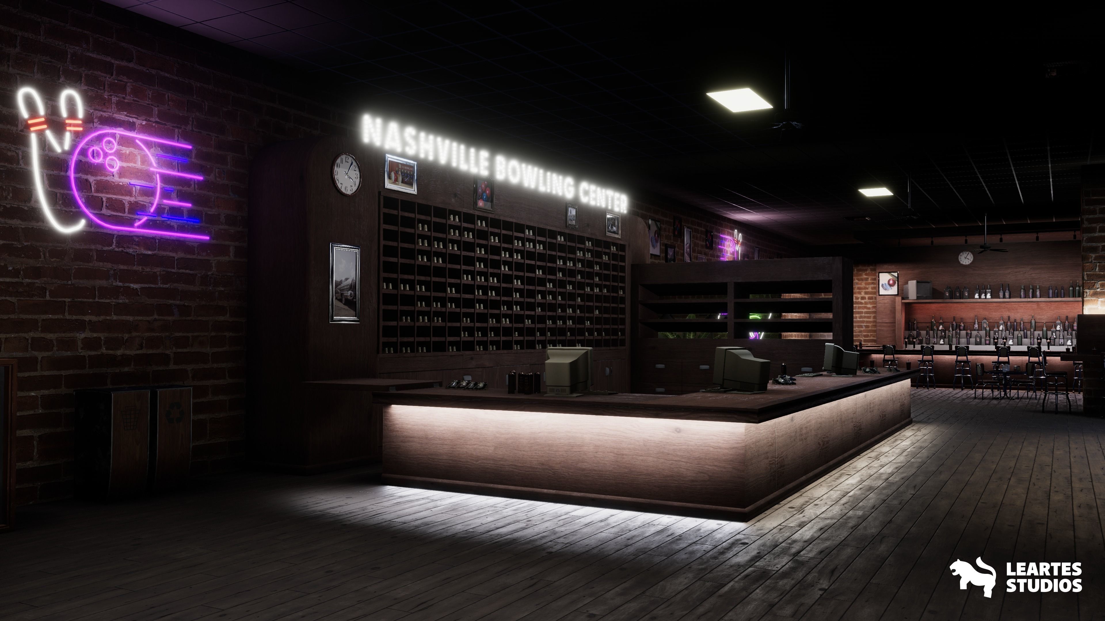 Bowling Alley Environment Low-poly 3D model_10