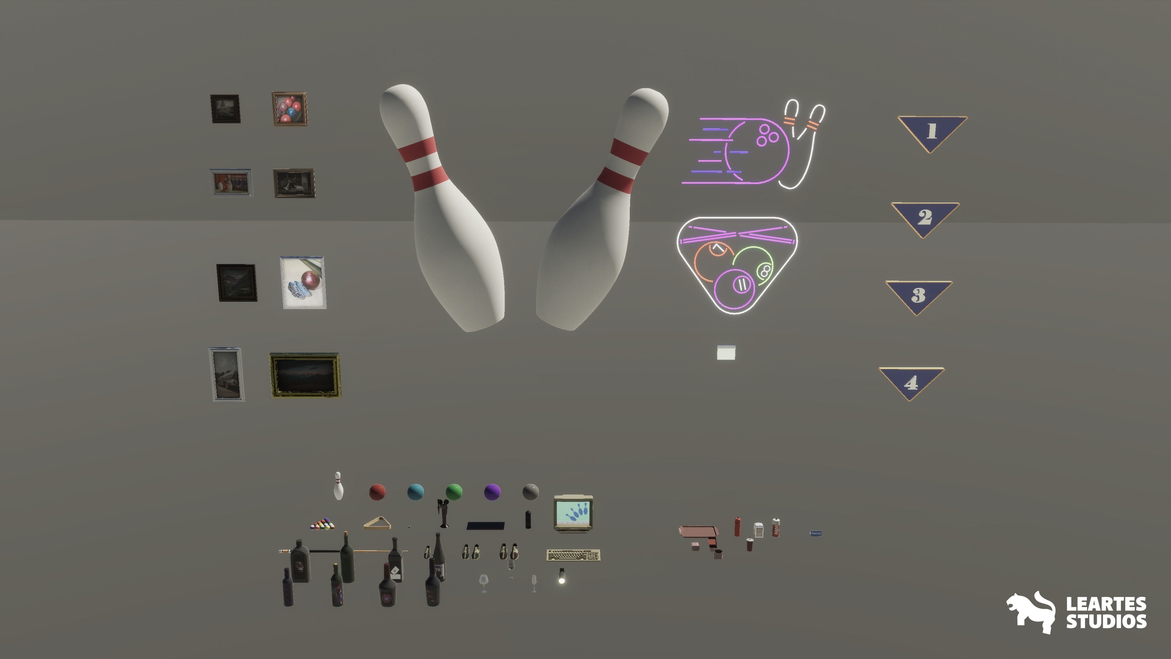 Bowling Alley Environment Low-poly 3D model_7