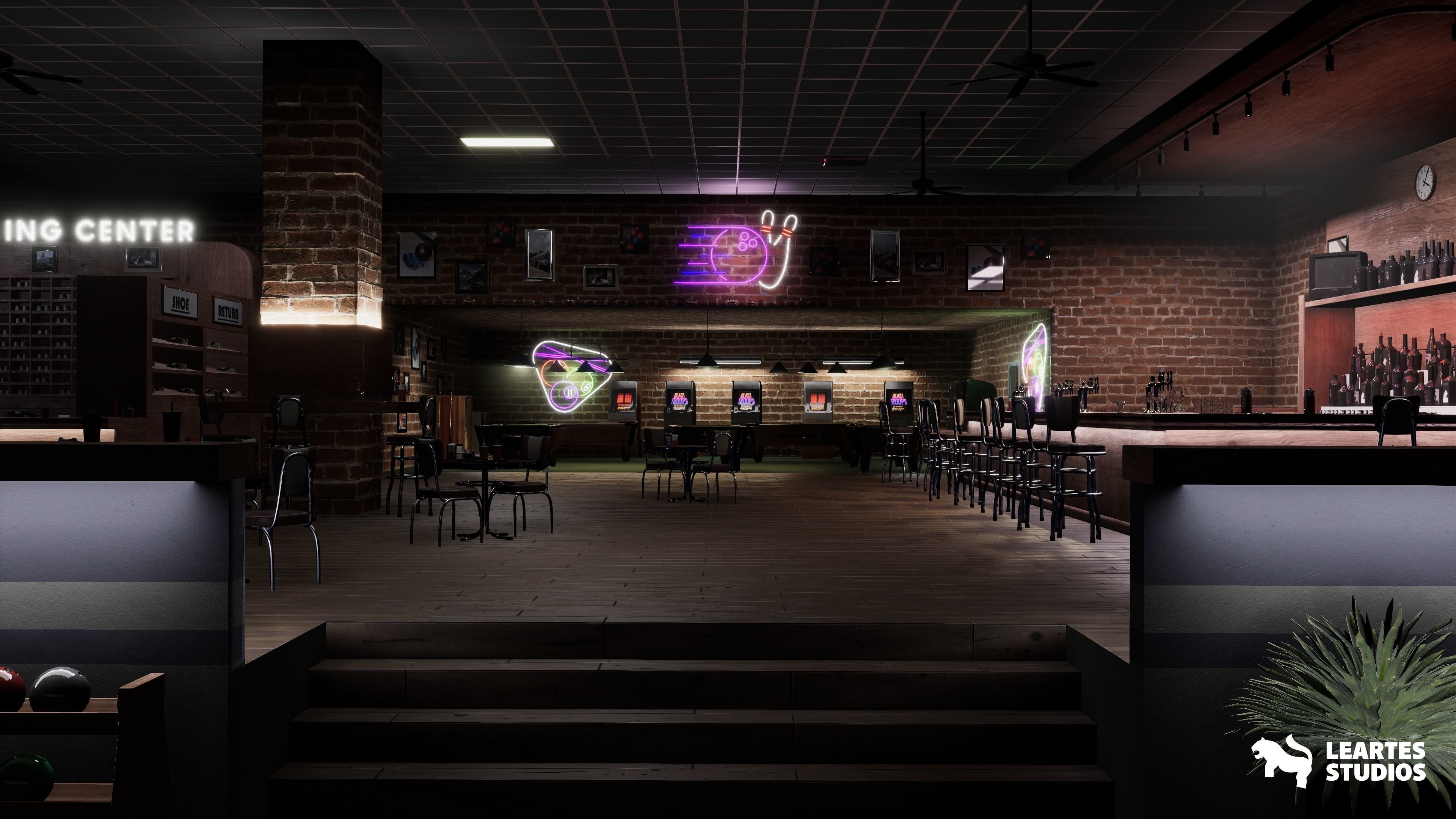 Bowling Alley Environment Low-poly 3D model_11