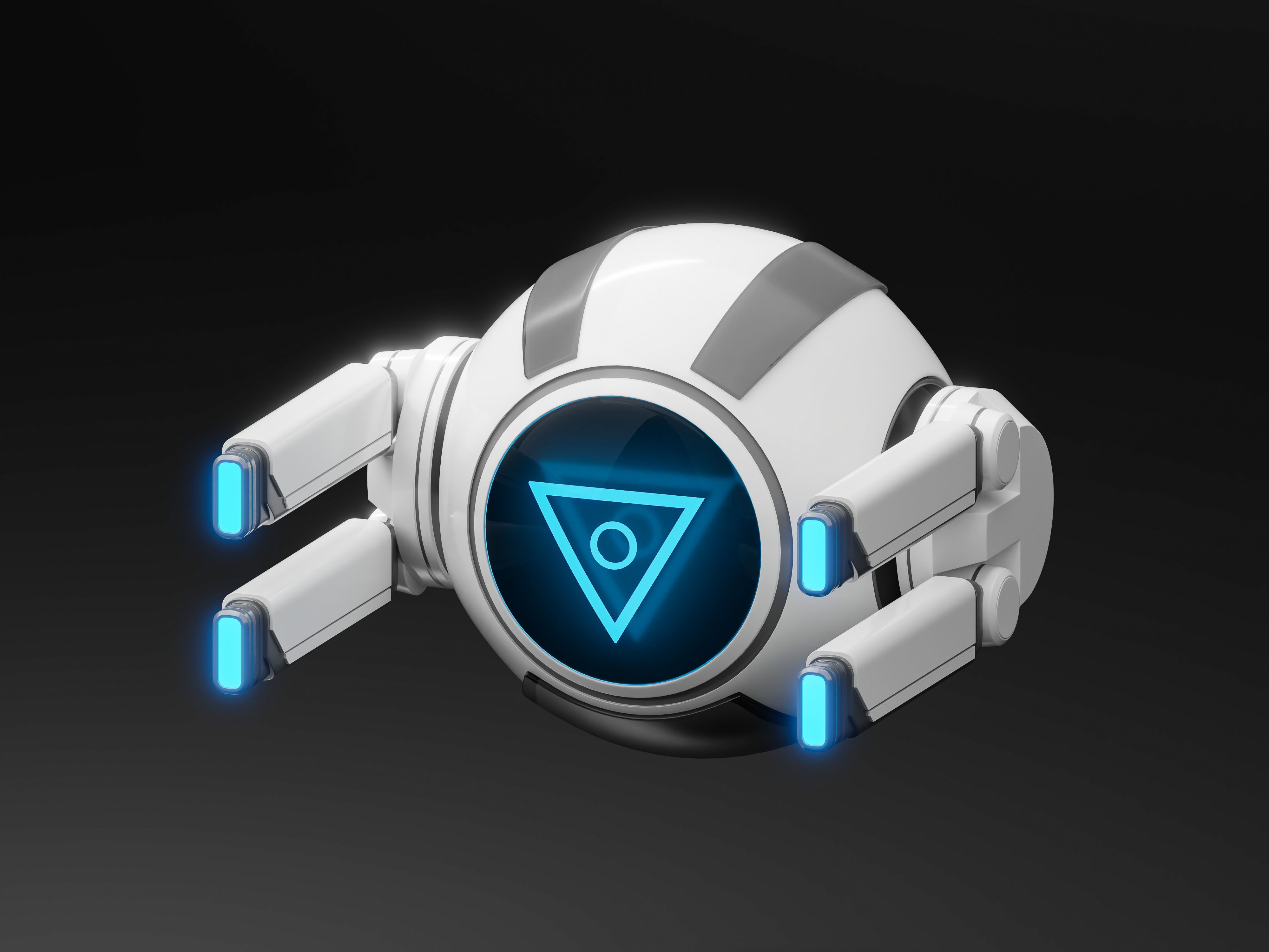 Spherical drone Low-poly 3D model_1