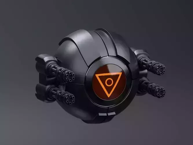 Spherical drone Low-poly 3D model