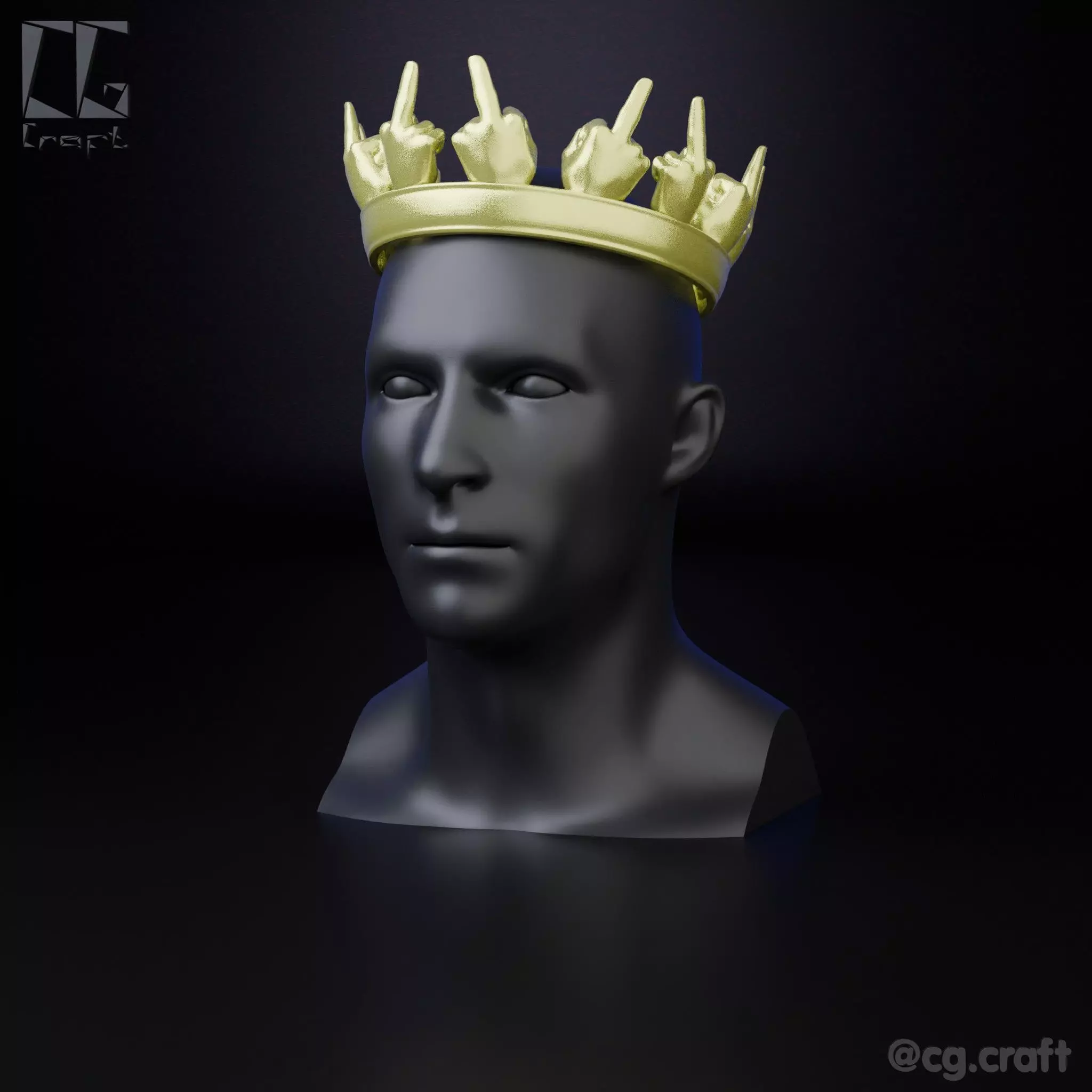 Middle finger crown 3D print model